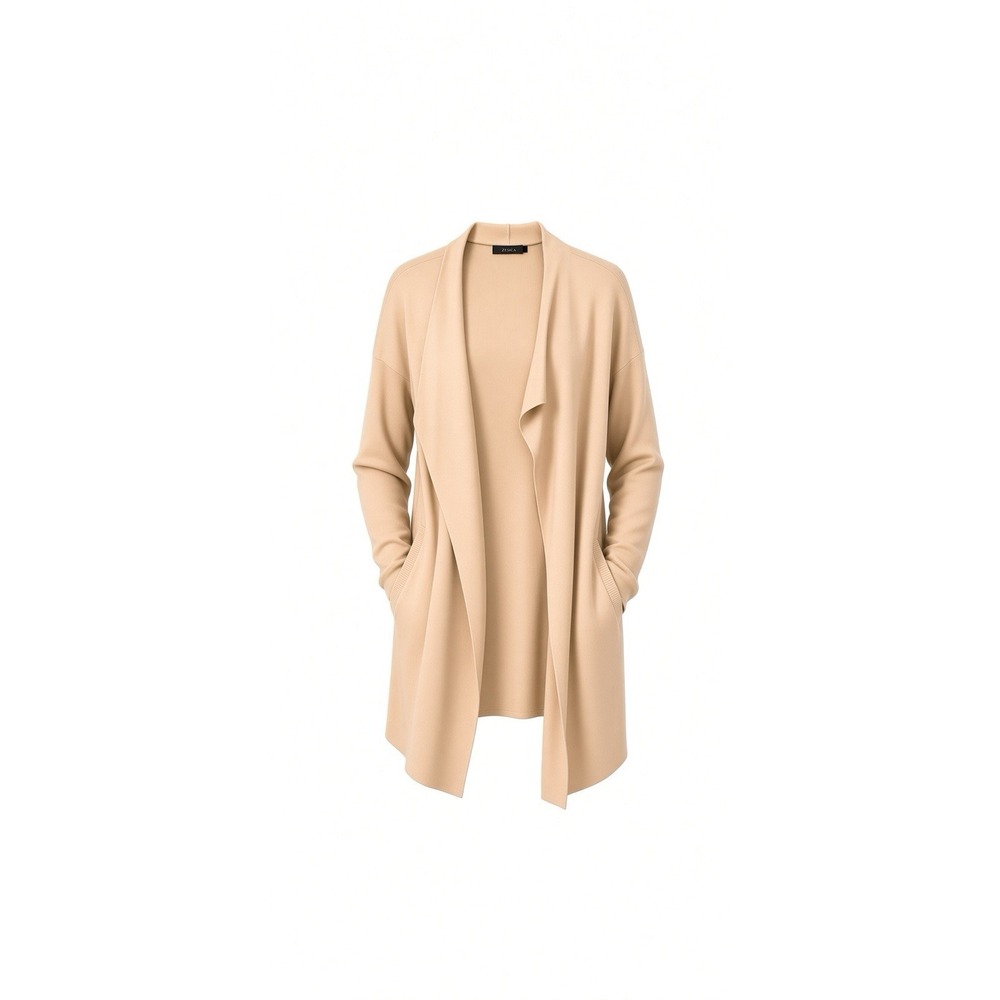 ZESICA Women's XXL Beige Open Front Long Cardigan Soft Knit Pockets NWT